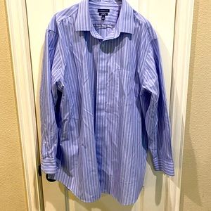 Croft & Barrow classic fit non- iron mens blue dress shirt 17.5 32/33.